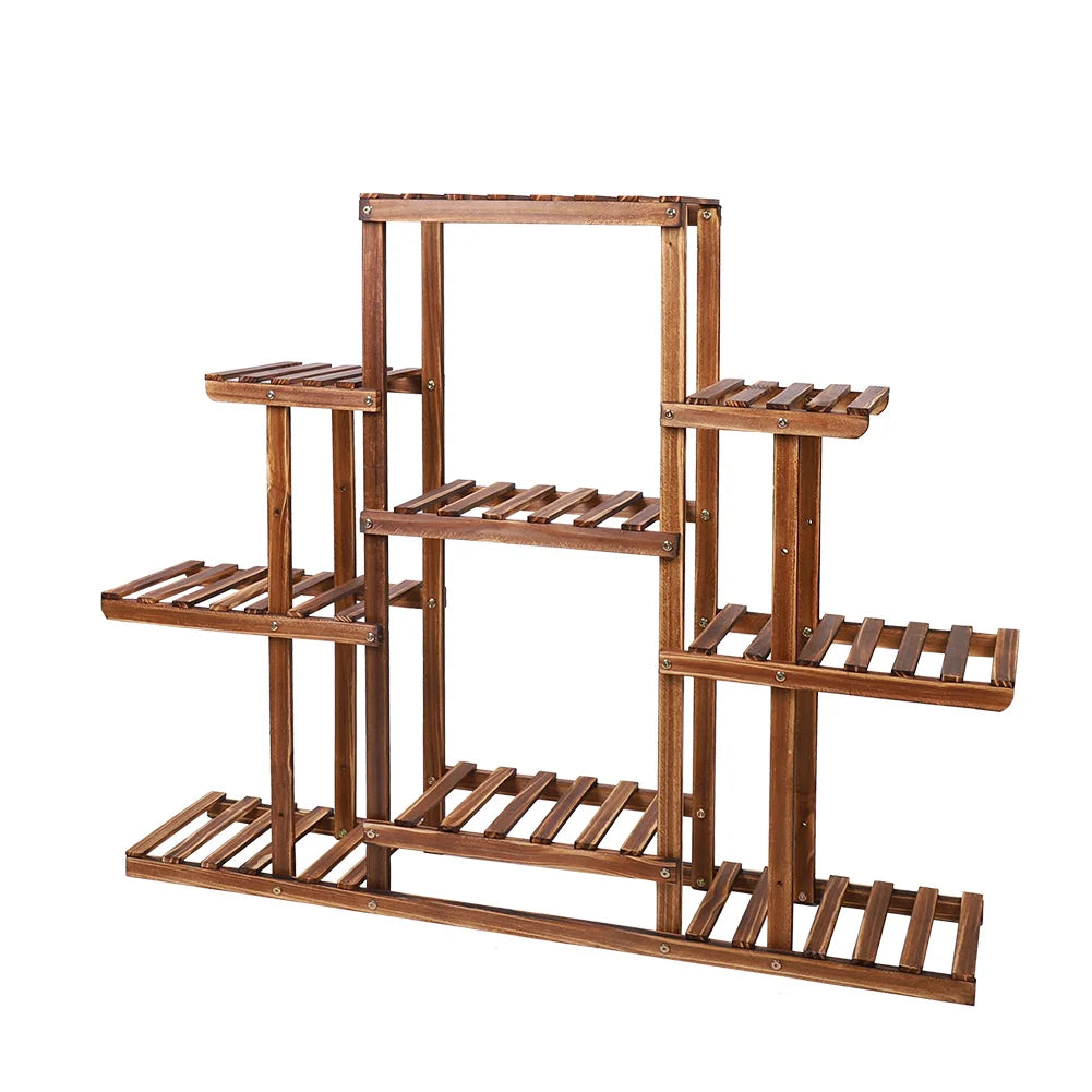 BINGOPAW 9 Tier Wooden Plant Stand for Indoor Flower Displays