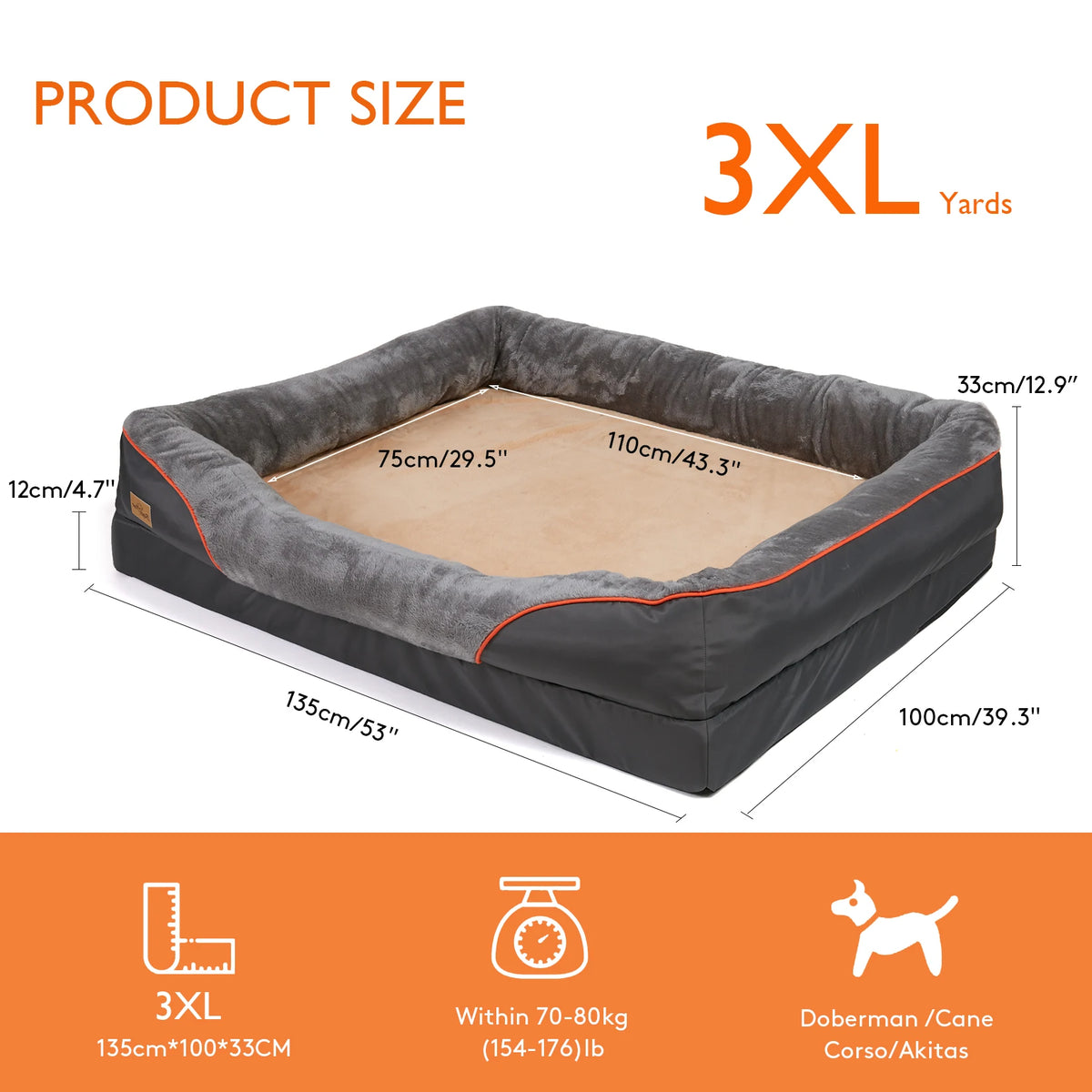 BINGOPAW Removable Washable Waterproof Dog Bed With Soft Foam Comfort