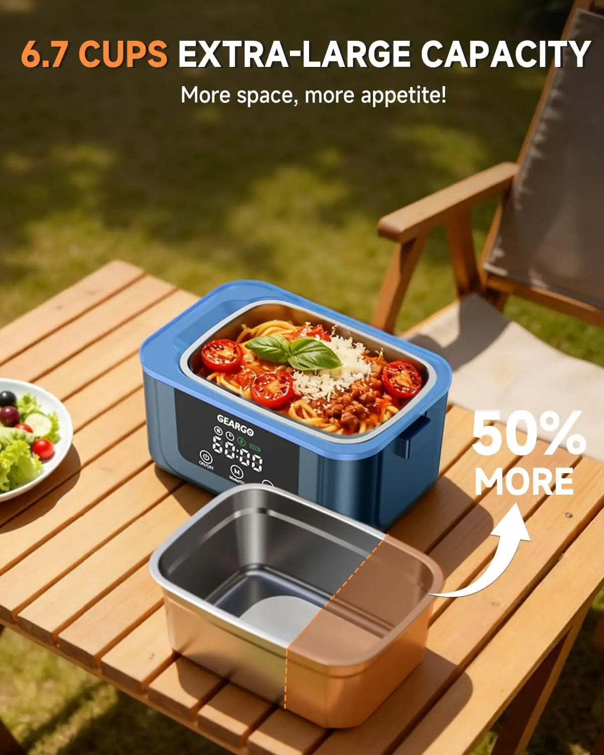 Cordless Rechargeable Heated Lunch Box With Ice Crystal Box