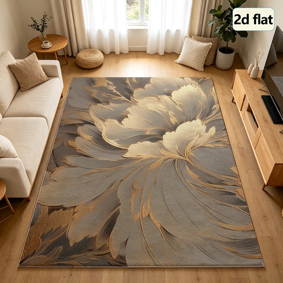 Elegant Floral Machine Washable Indoor Rug for Living Room Decor