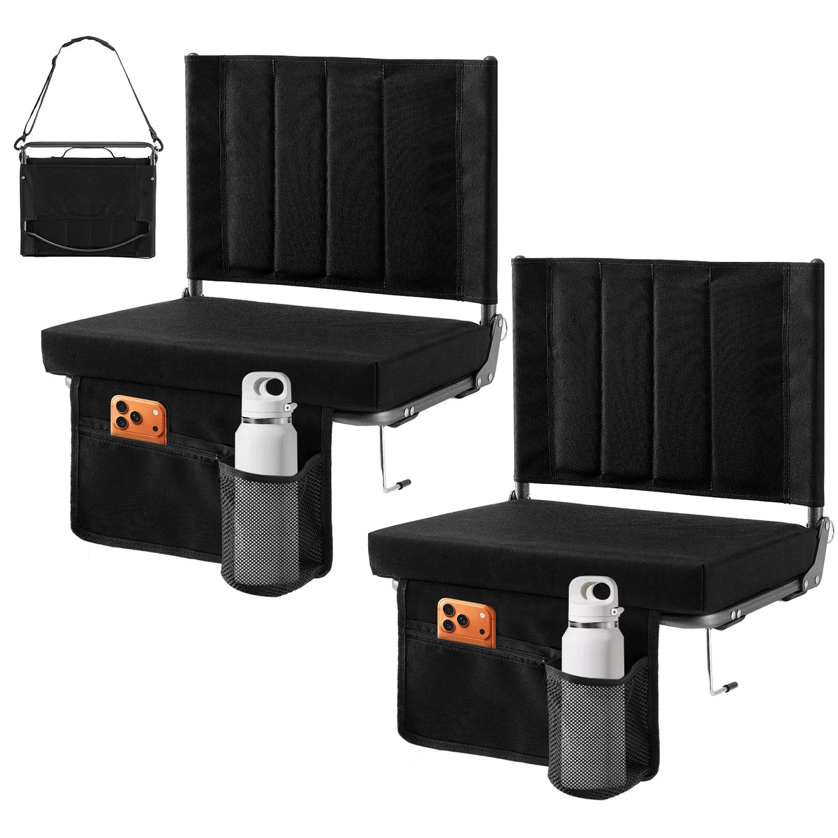 JHK Foldable Outdoor Chair With Back Support And Cushioned Seat