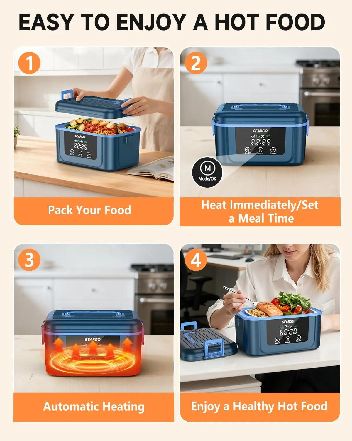 Cordless Rechargeable Heated Lunch Box With Ice Crystal Box