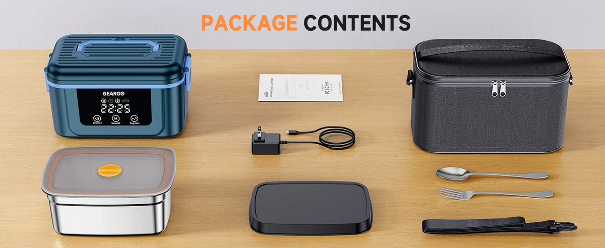 Cordless Rechargeable Heated Lunch Box With Ice Crystal Box