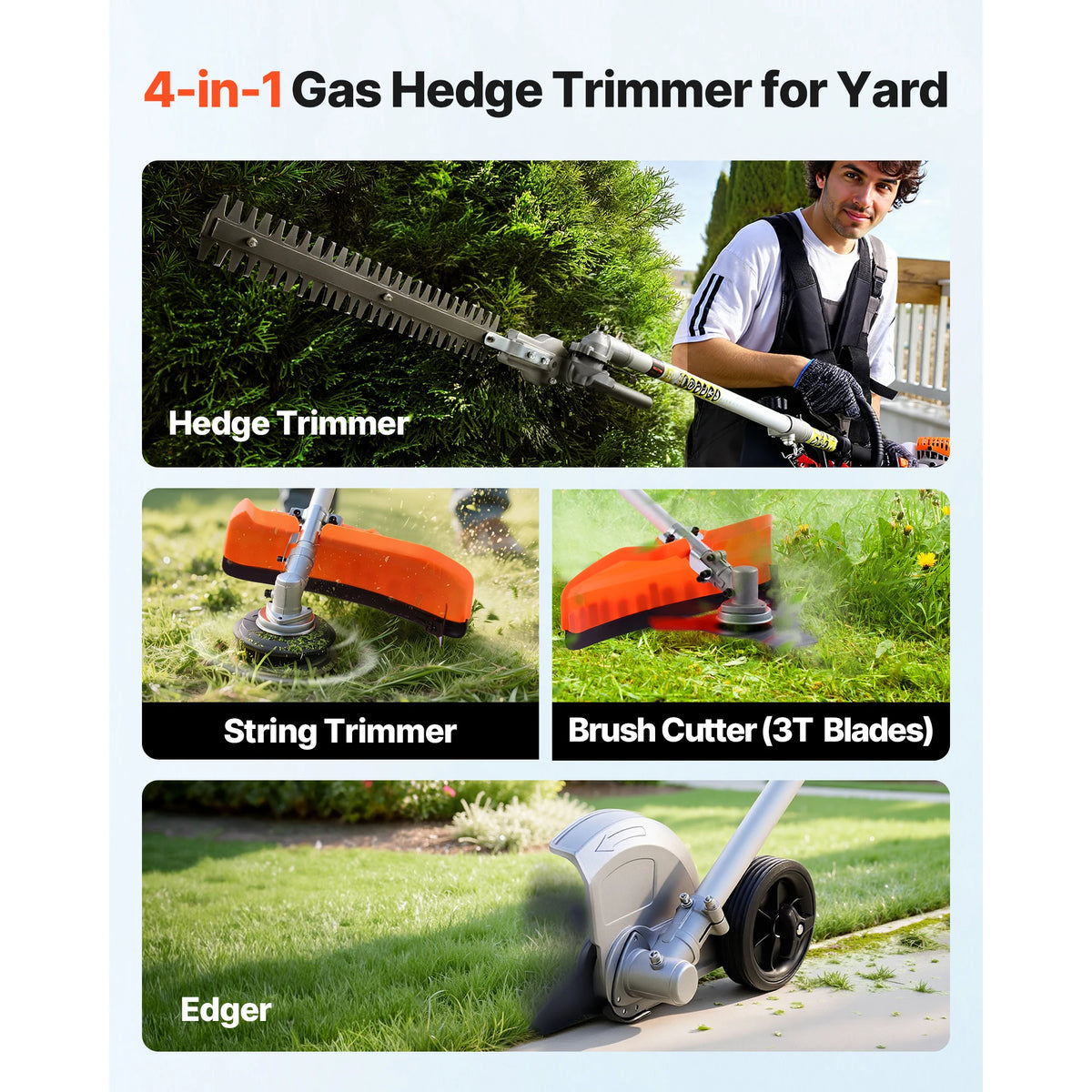 SucceBuy Gas Powered Multi Function Hedge Trimmer With Protective Gear