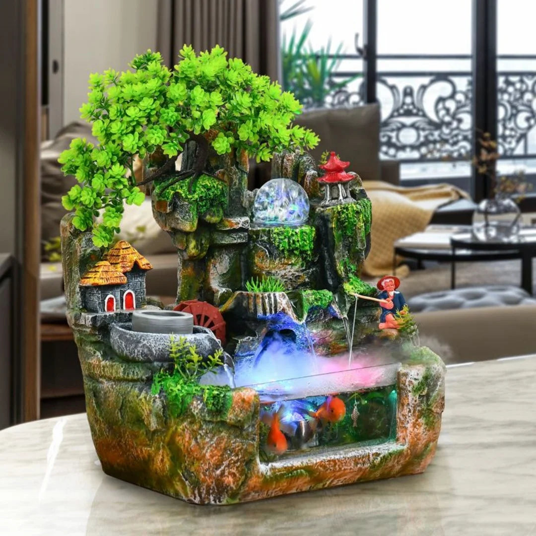 Feng Shui Money Tree Tabletop Fountain With Rockery Fish Tank