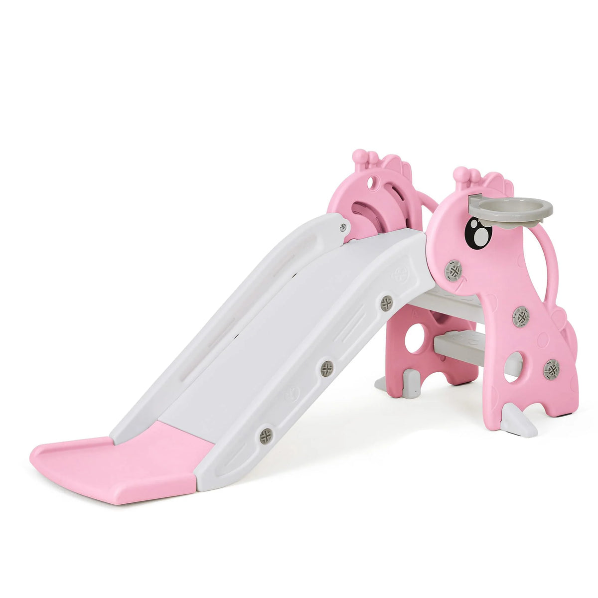 HiMISS Toddler Slide With Basketball Hoop And Climber Playset