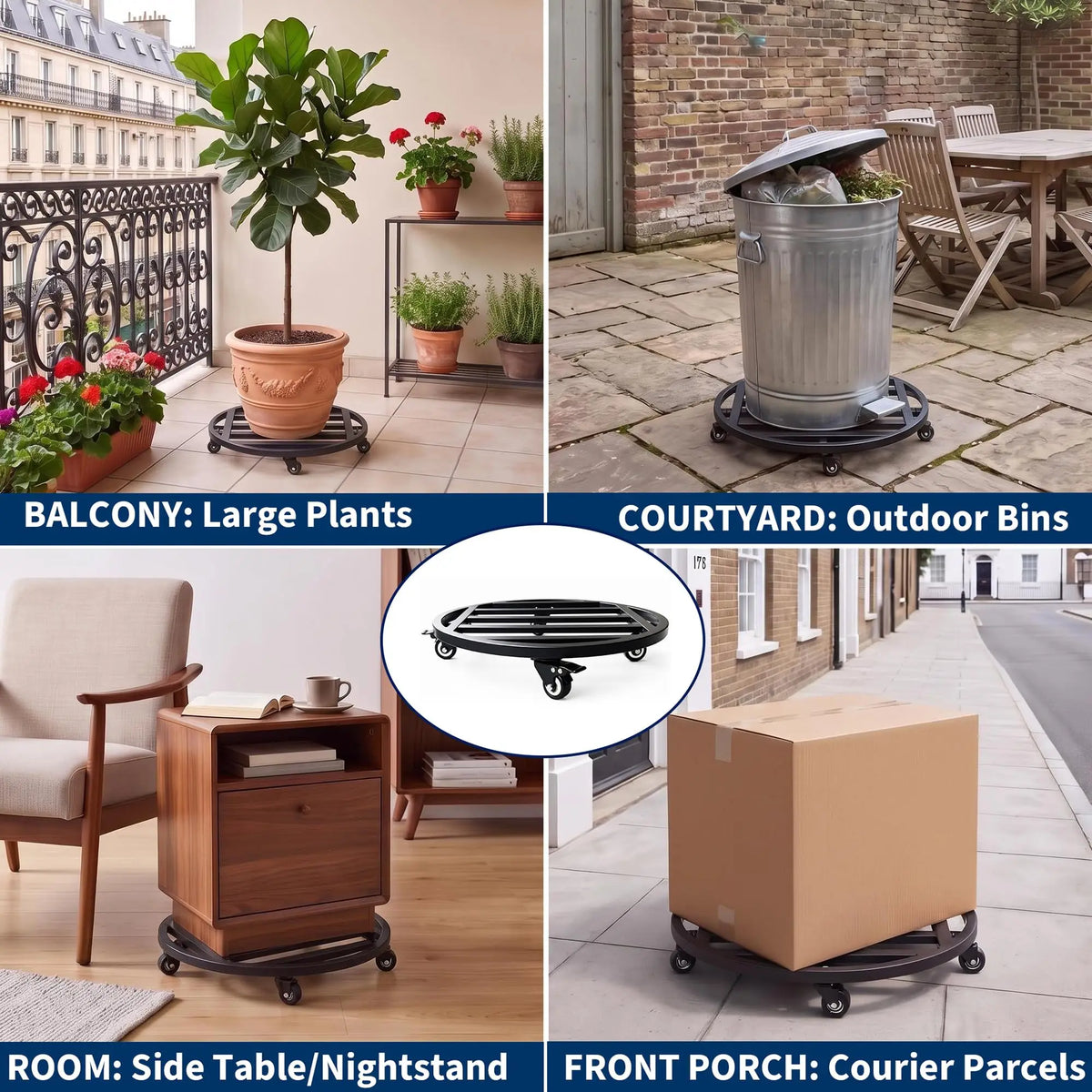HiMISS Heavy Duty Rolling Plant Stand With Locking Casters