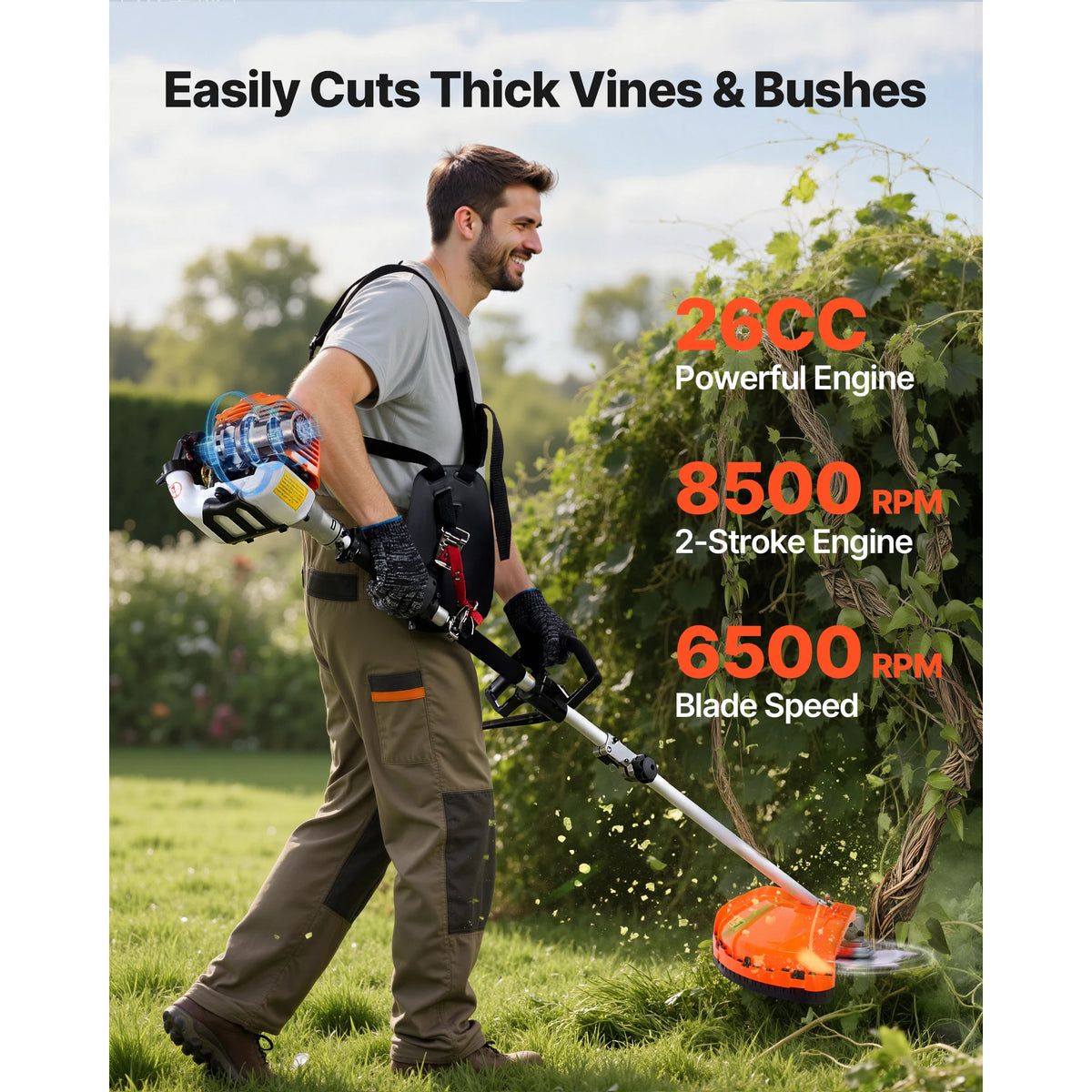 SucceBuy Gas Powered Multi Function Hedge Trimmer With Protective Gear