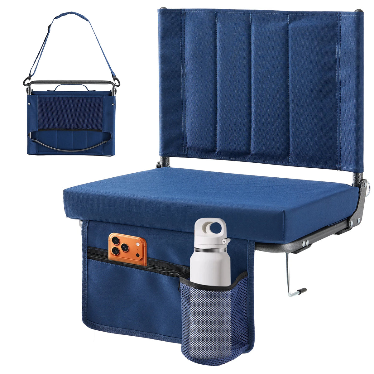 JHK Foldable Outdoor Chair With Back Support And Cushioned Seat