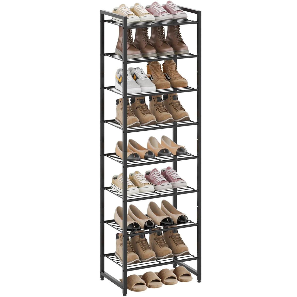 Metal Shoe Rack With Anti Tip Strap For Closet Storage