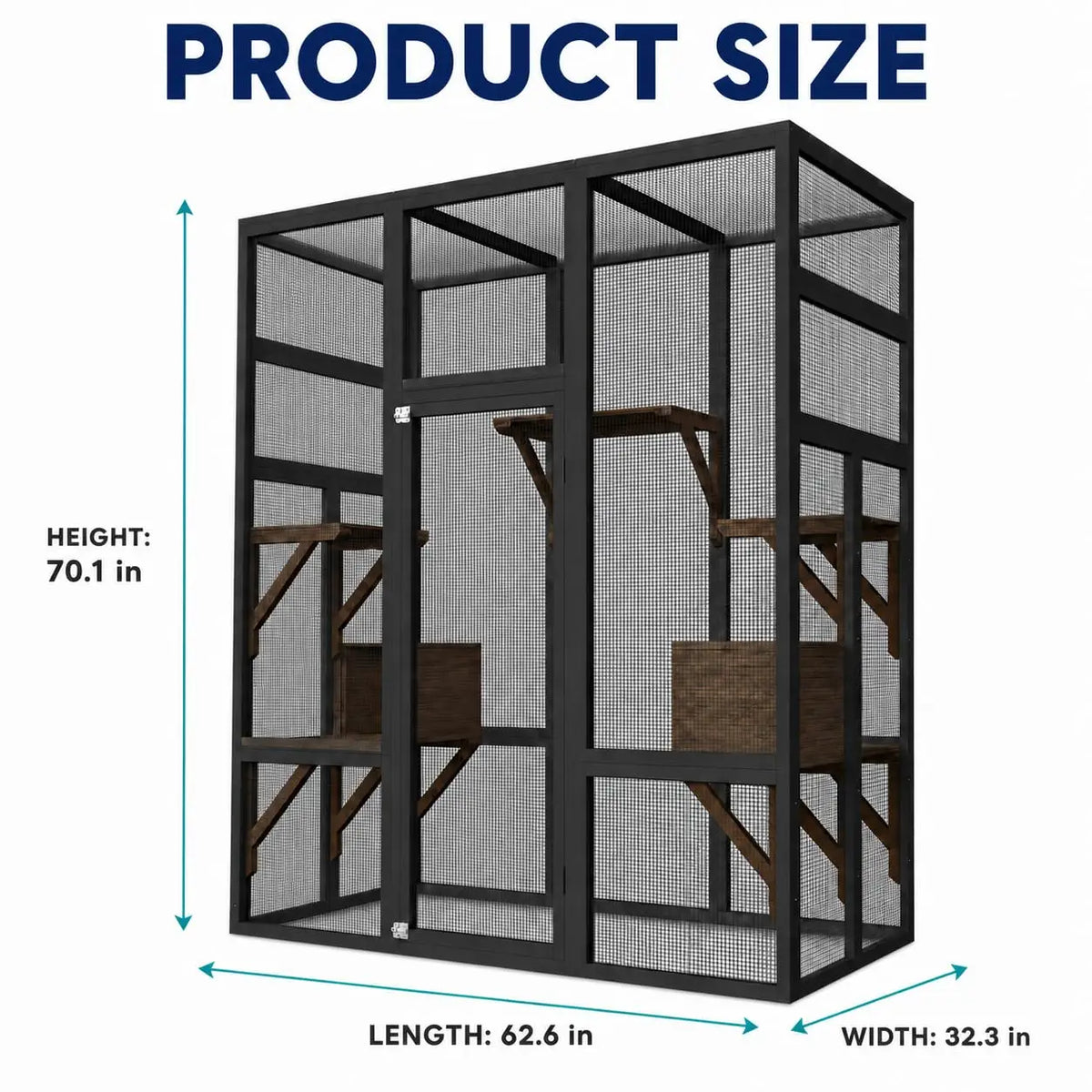 HiMISS Outdoor Wooden Cat Enclosure With Platforms And Resting Boxes