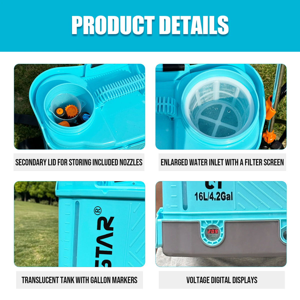 Battery Powered Electric Garden Backpack Sprayer With 100 PSI Pump