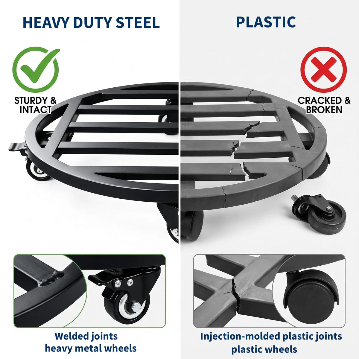 HiMISS Heavy Duty Rolling Plant Stand With Locking Casters