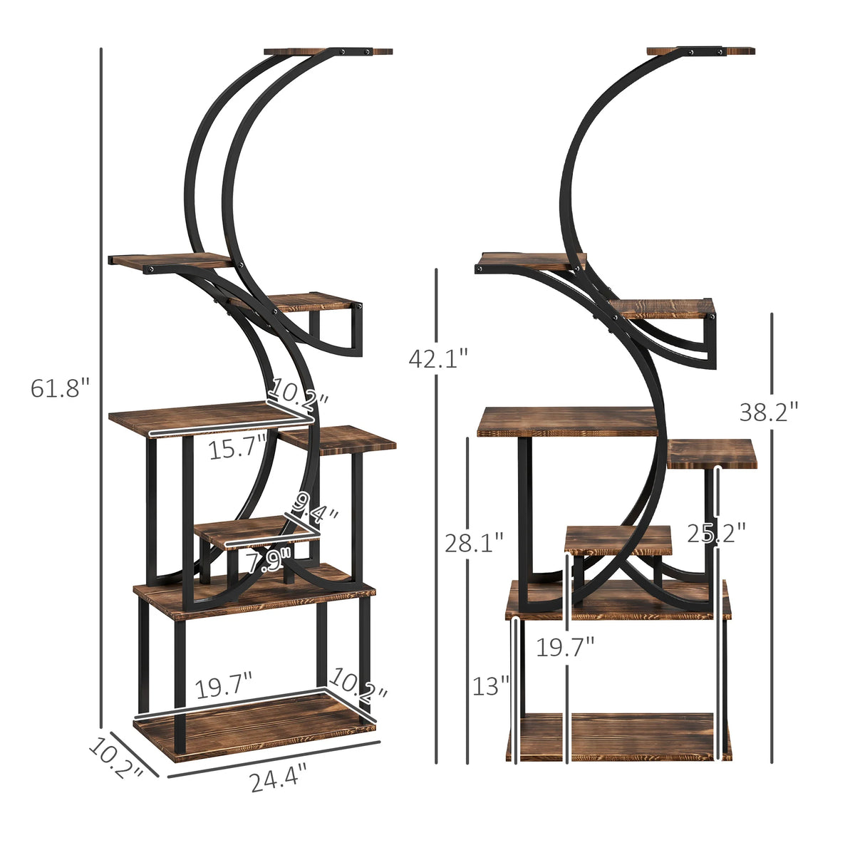 Outsunny Eight Tier S Shaped Metal Corner Plant Stand