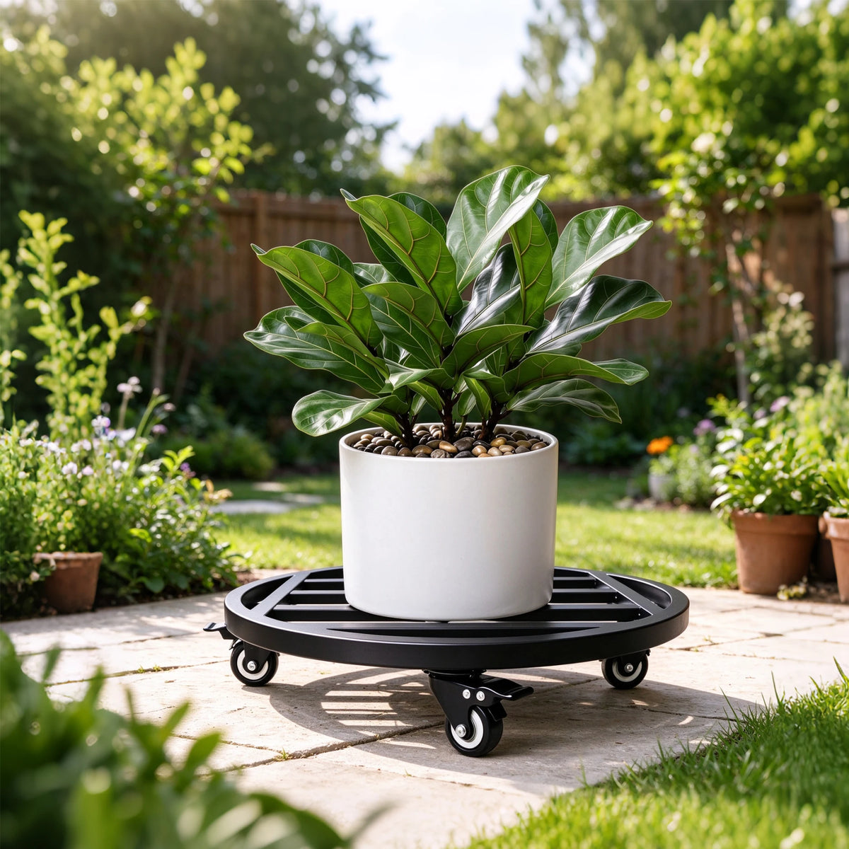 HiMISS Heavy Duty Rolling Plant Stand With Locking Casters