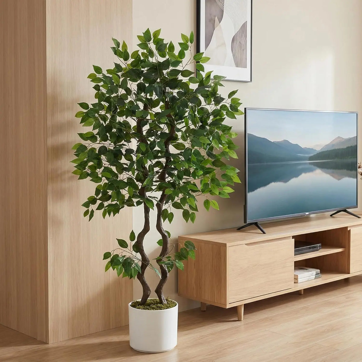 HiMISS Artificial Ficus Tree With Lifelike Foliage for Indoor Decor