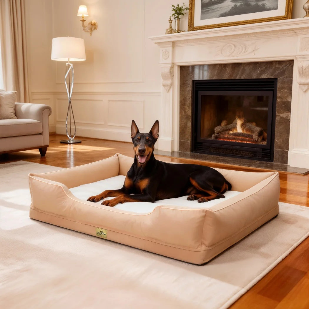 BORWART Orthopedic Dog Bed With Soft Bolster For Calming Comfort