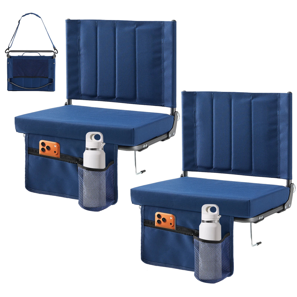 JHK Foldable Outdoor Chair With Back Support And Cushioned Seat