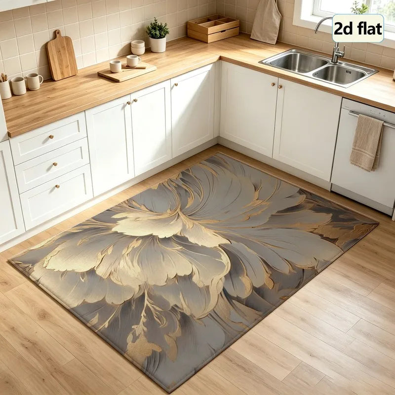 Elegant Floral Machine Washable Indoor Rug for Living Room Decor