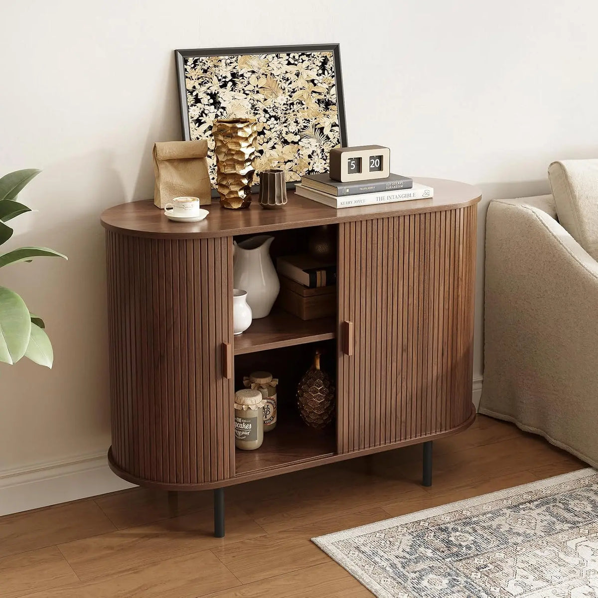 ONBRILL Modern Sideboard Buffet Cabinet With Sliding Door Storage
