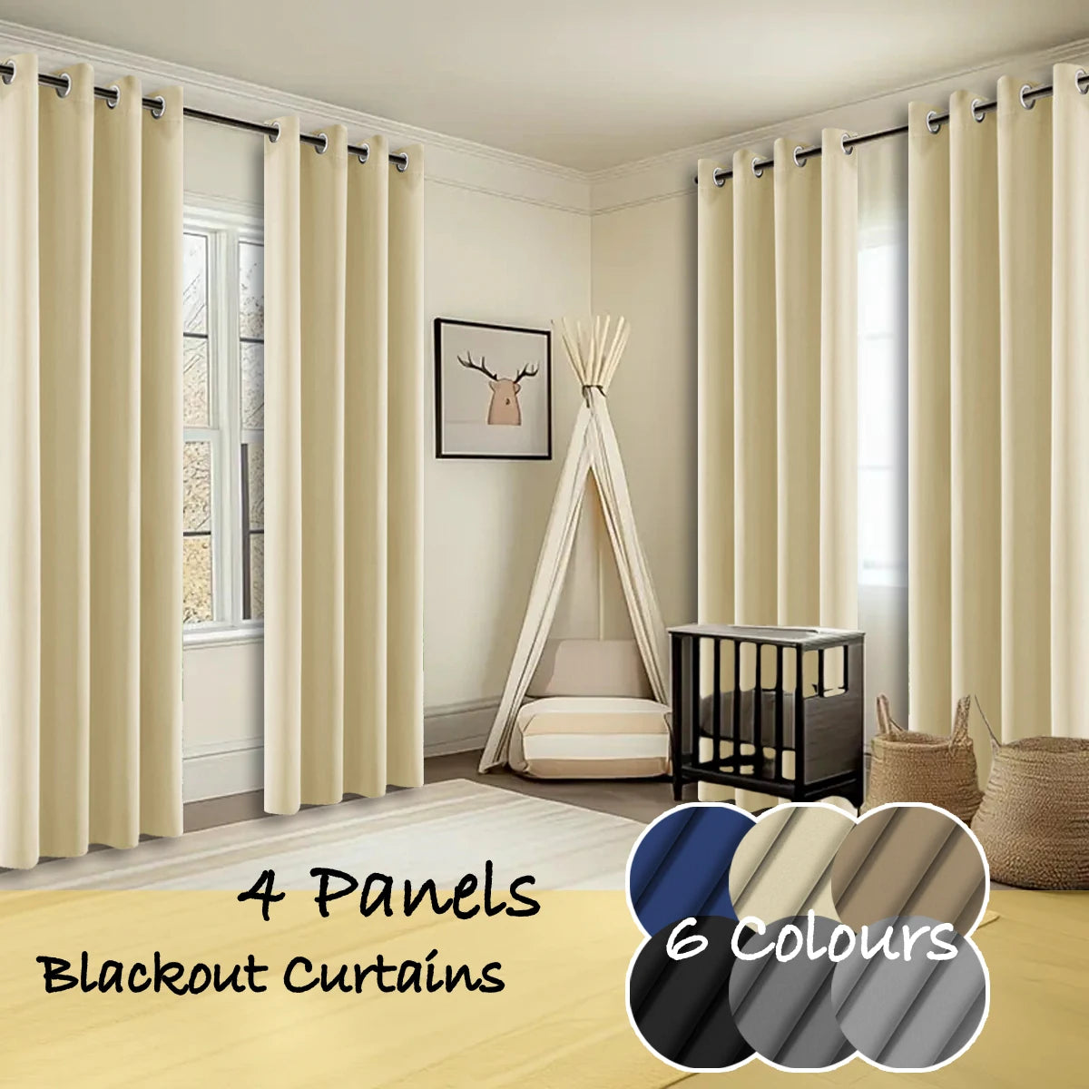 Thermal Insulated Blackout Ring Top Curtains With Noise Reduction