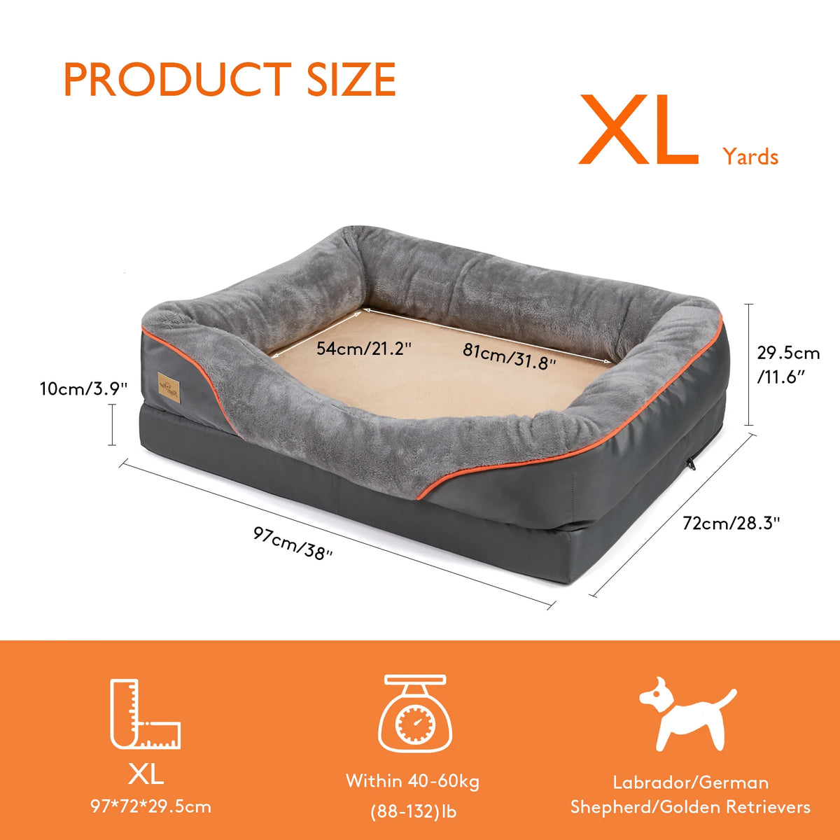 BINGOPAW Removable Washable Waterproof Dog Bed With Soft Foam Comfort