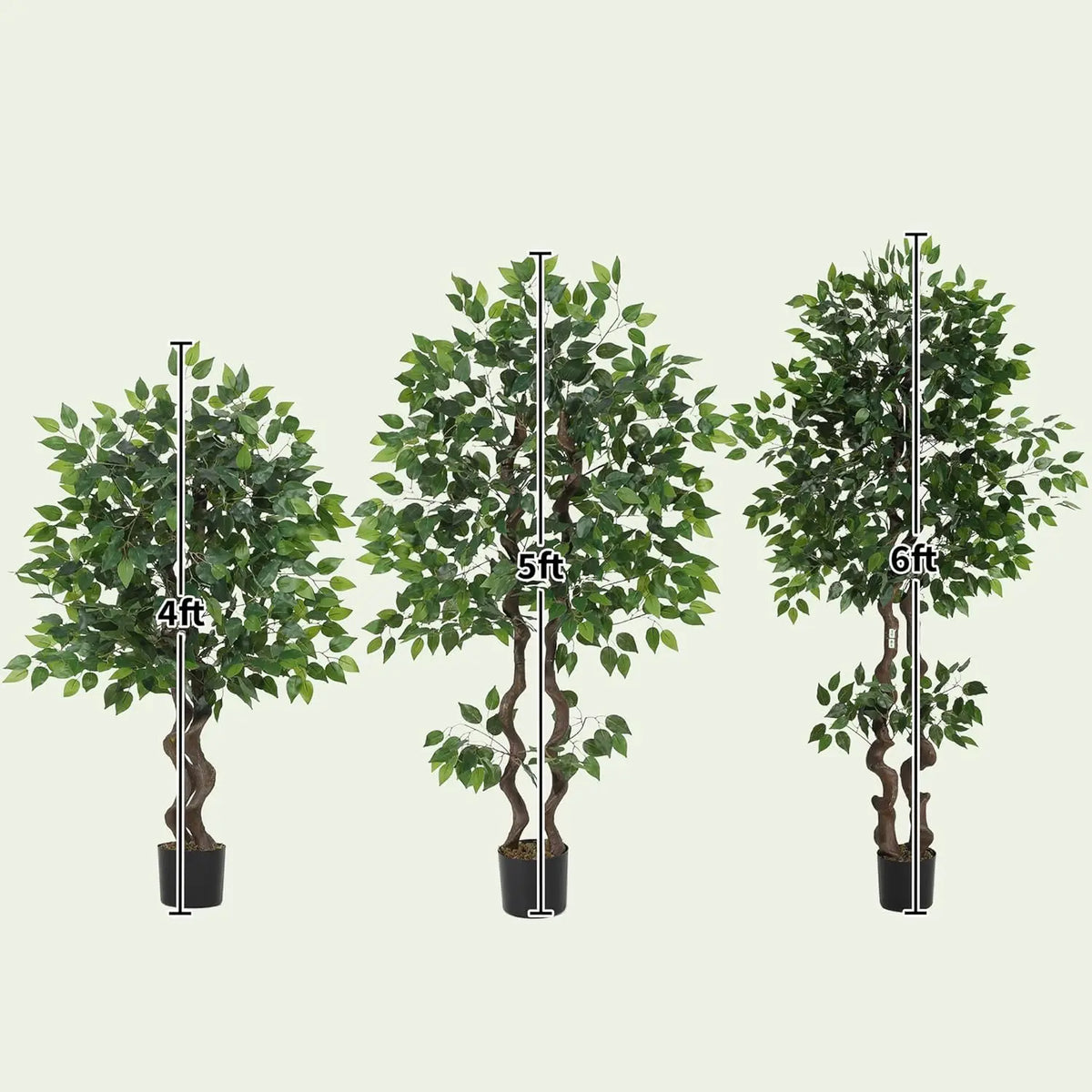 HiMISS Artificial Ficus Tree With Lifelike Foliage for Indoor Decor