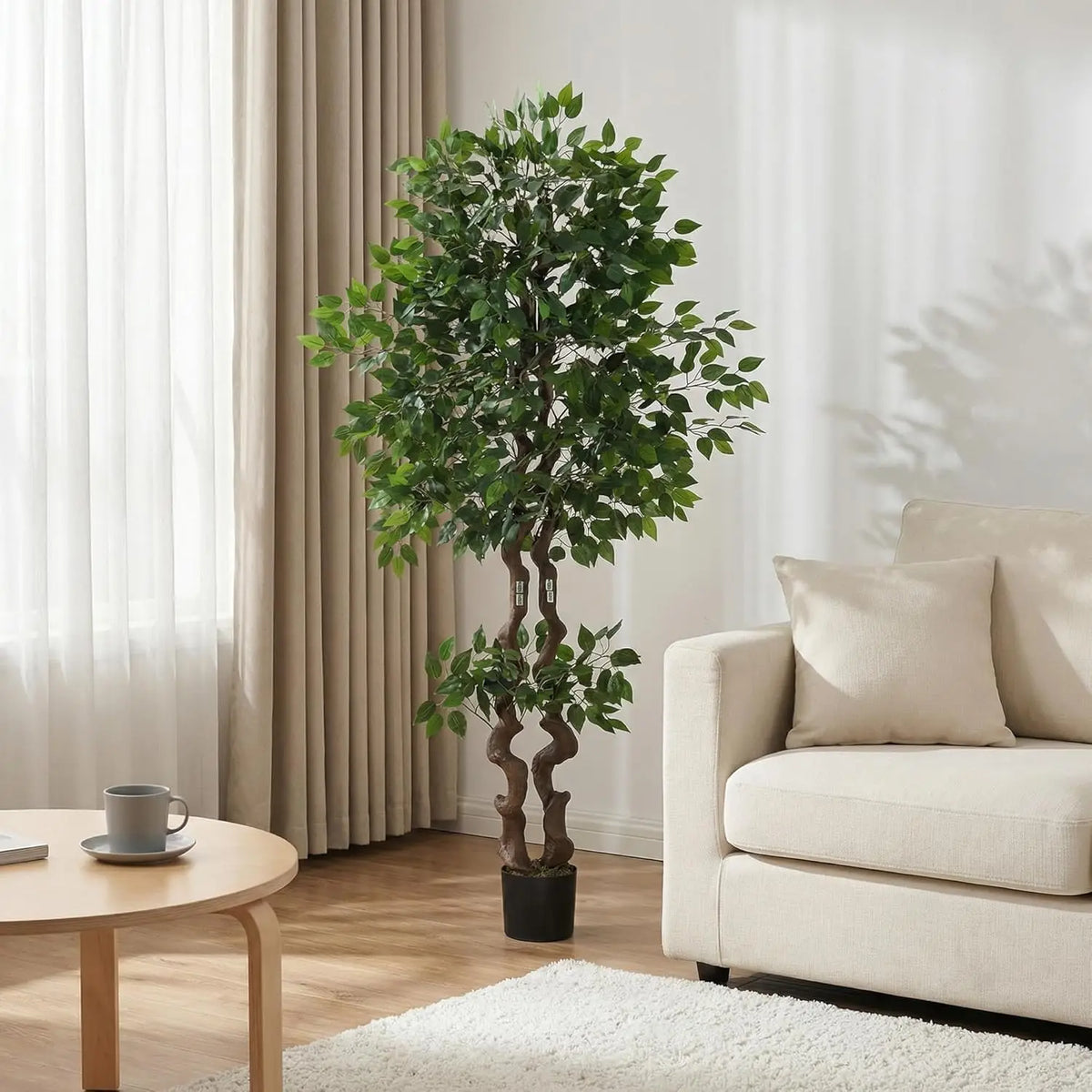 HiMISS Artificial Ficus Tree With Lifelike Foliage for Indoor Decor