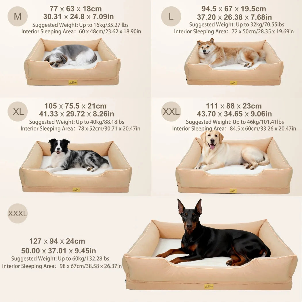 BORWART Orthopedic Dog Bed With Soft Bolster For Calming Comfort