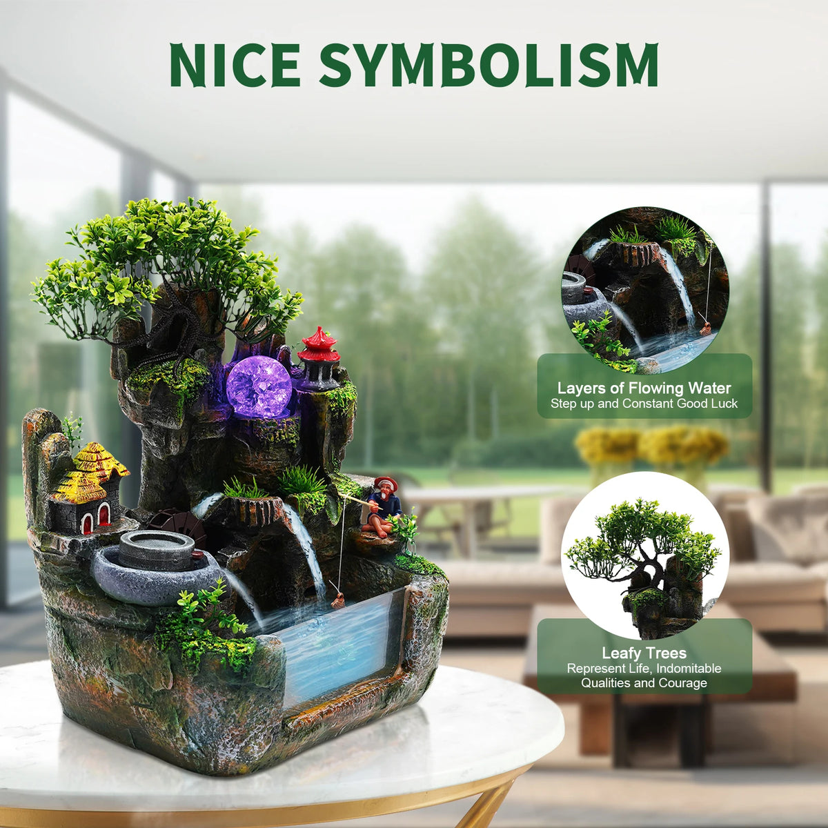 Feng Shui Money Tree Tabletop Fountain With Rockery Fish Tank