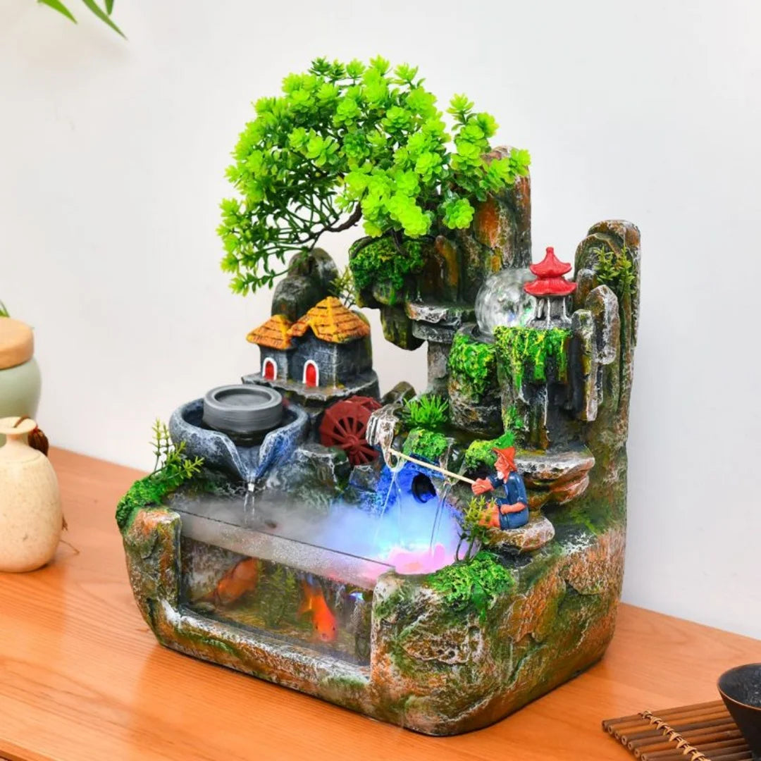 Feng Shui Money Tree Tabletop Fountain With Rockery Fish Tank