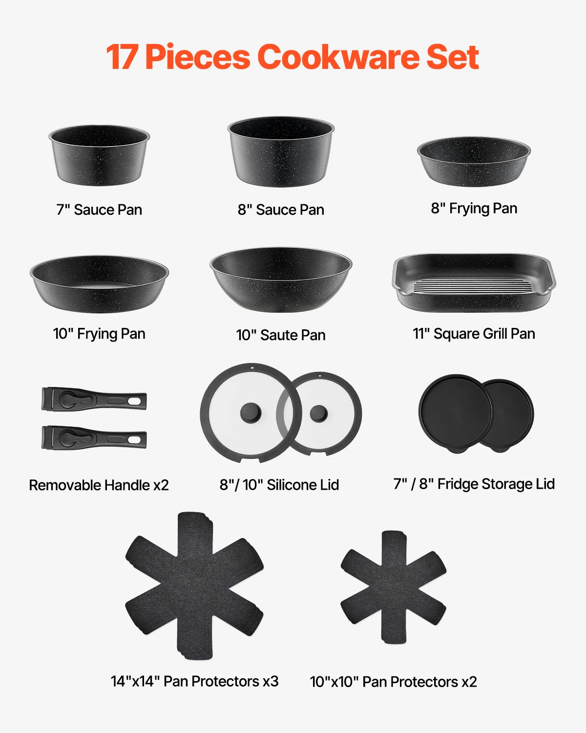 SucceBuy Nonstick Granite Cookware Set for Induction Cooking