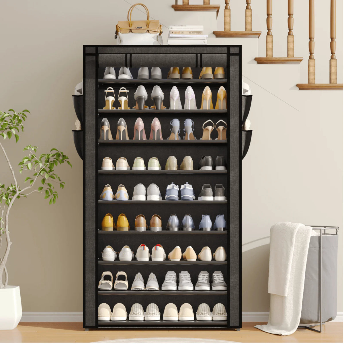 Dustproof Shoe Rack Organizer With Multi Functional Storage Shelves