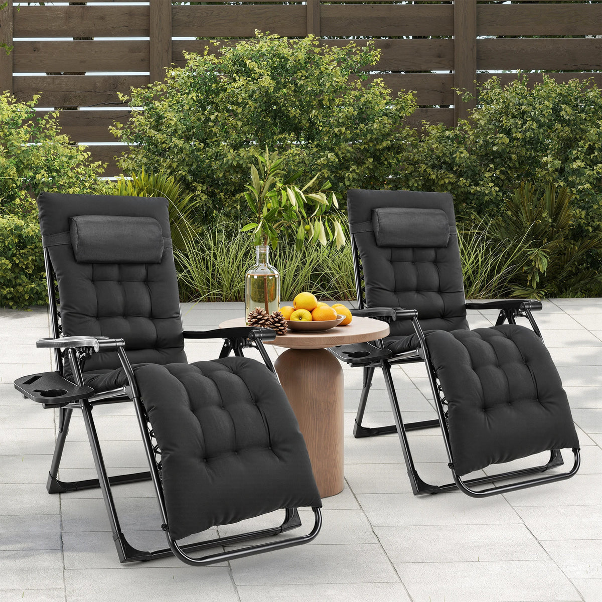 JHK Folding Zero Gravity Recliner Lounge Chair With Cup Holder