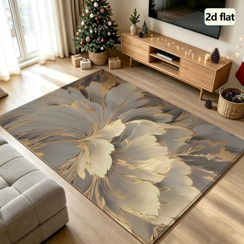 Elegant Floral Machine Washable Indoor Rug for Living Room Decor