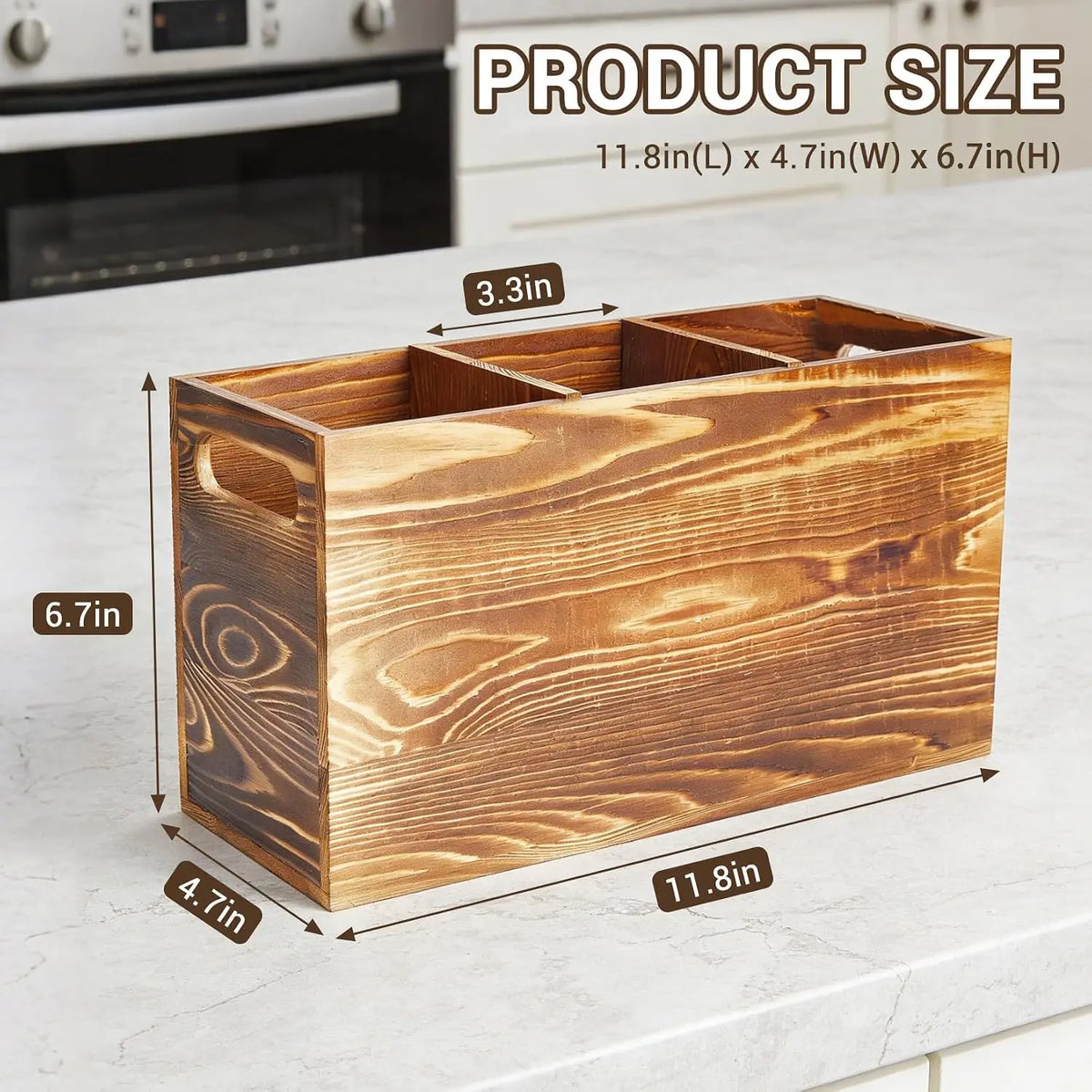 Garvee Rustic Wood Utensil Holder Caddy for Kitchen Countertop