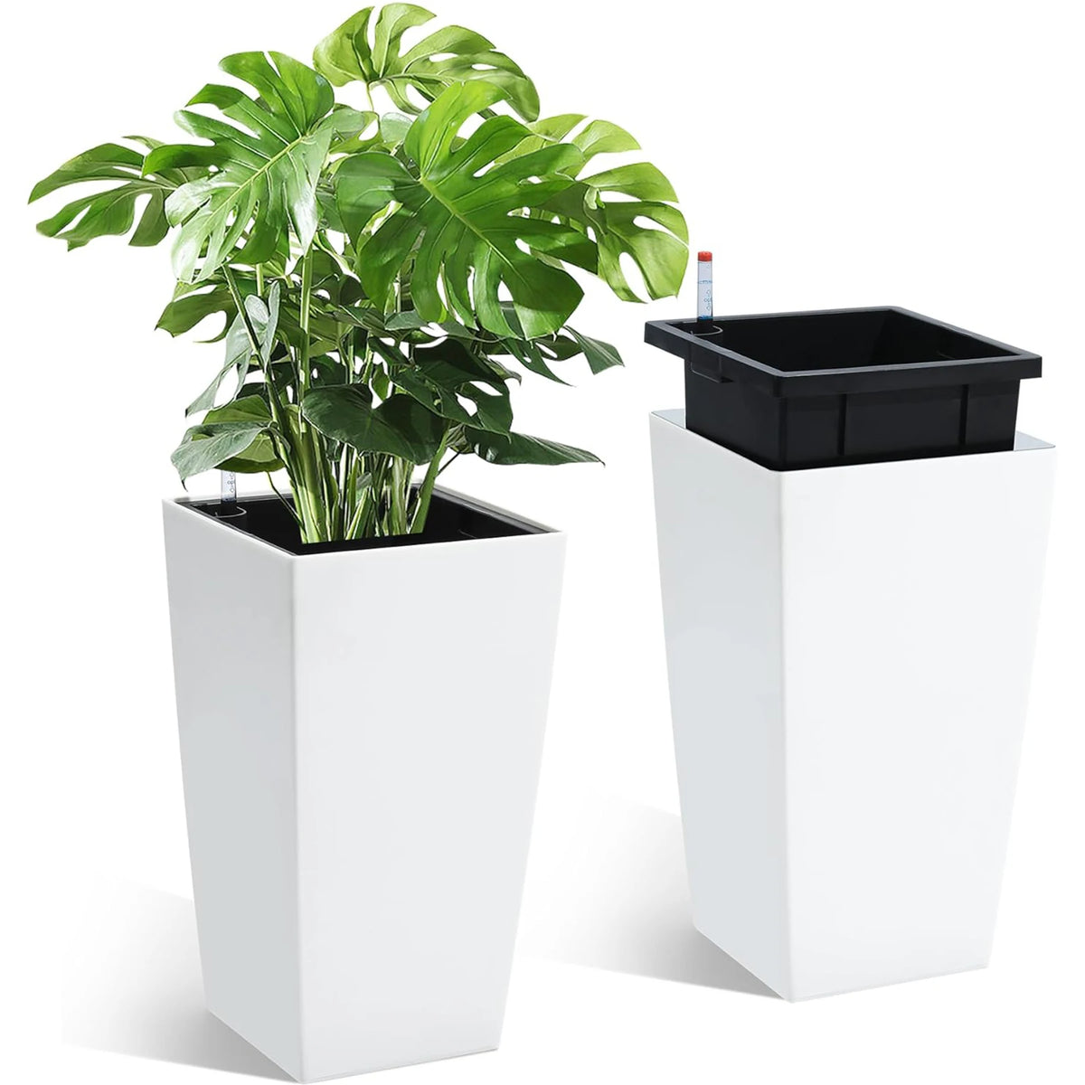 HiMISS Self Watering Planters With Drainage for Indoor Outdoor Plants