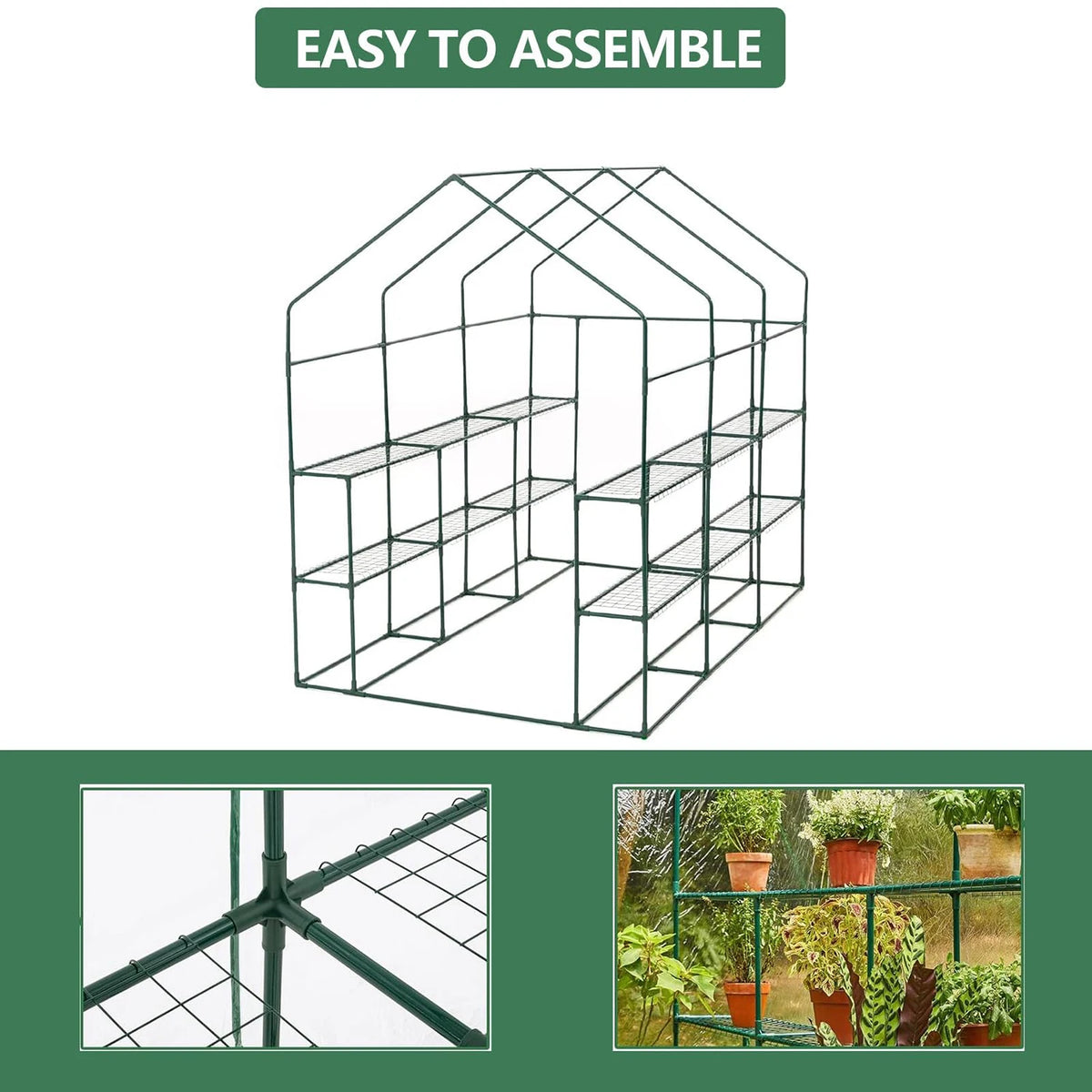 HiMISS Walk In Greenhouse With Shelves And PE Cover