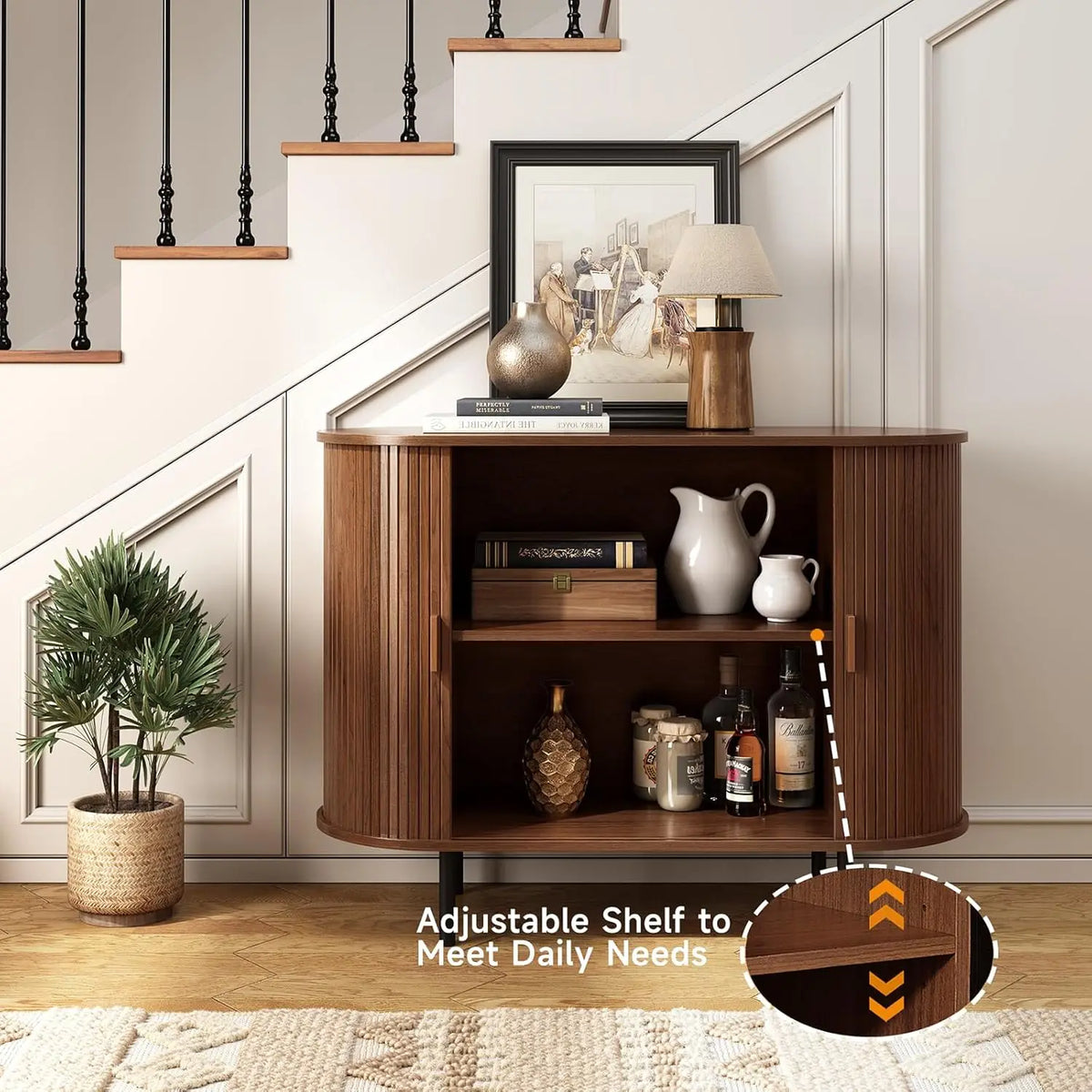 ONBRILL Modern Sideboard Buffet Cabinet With Sliding Door Storage