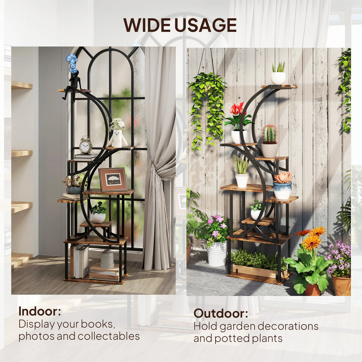 Outsunny Eight Tier S Shaped Metal Corner Plant Stand