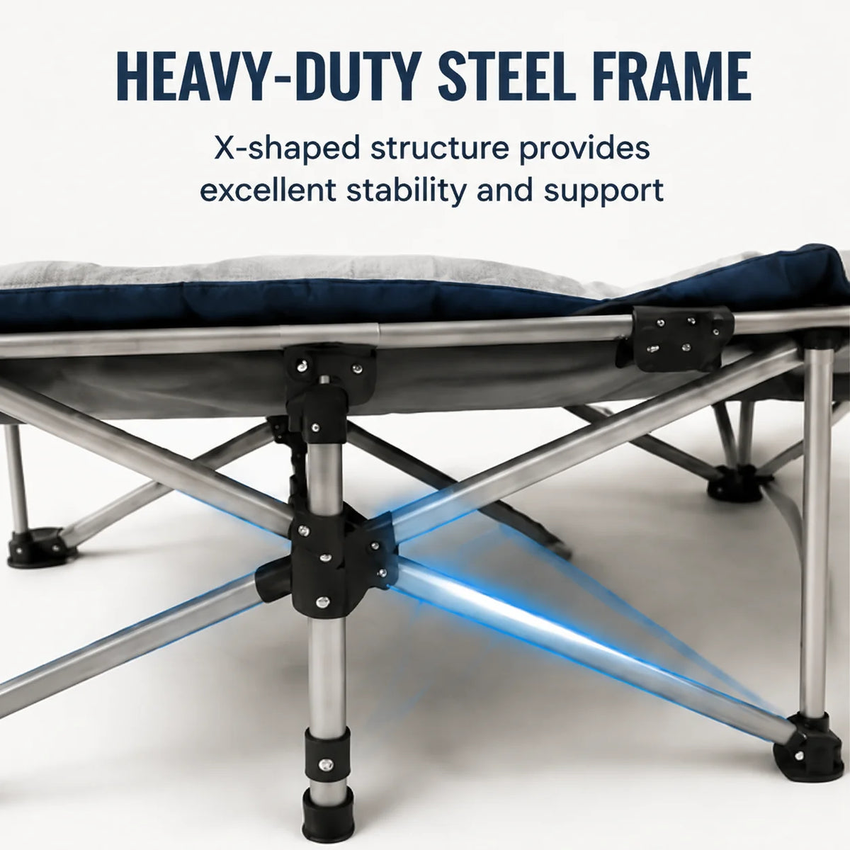 Folding Camping Cot With Thick Padded Mattress For Comfortable Sleep