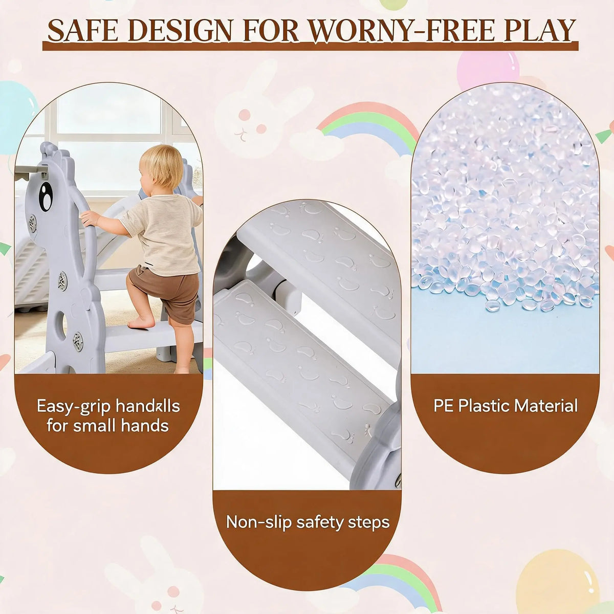HiMISS Toddler Slide With Basketball Hoop And Climber Playset