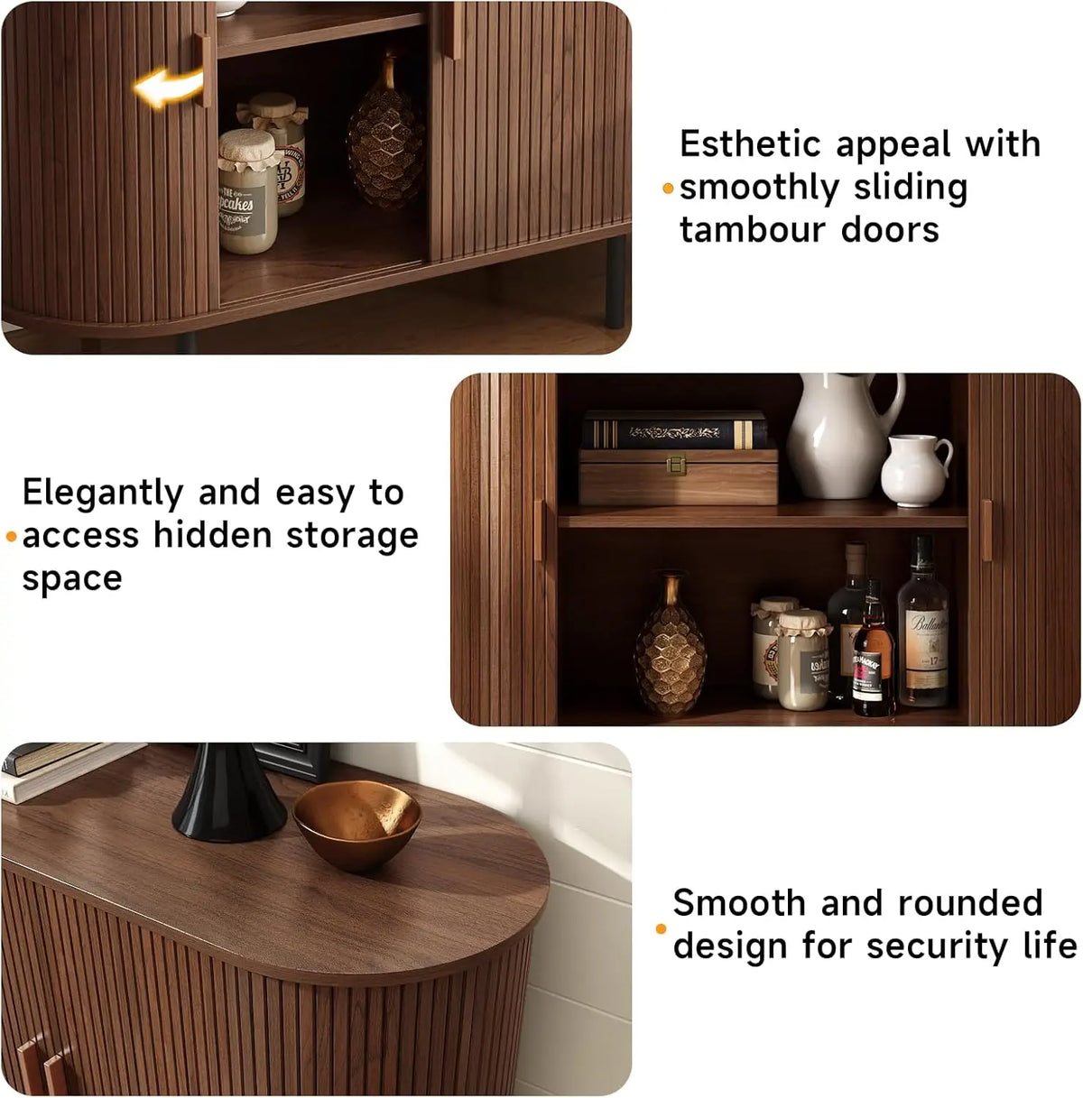 ONBRILL Modern Sideboard Buffet Cabinet With Sliding Door Storage
