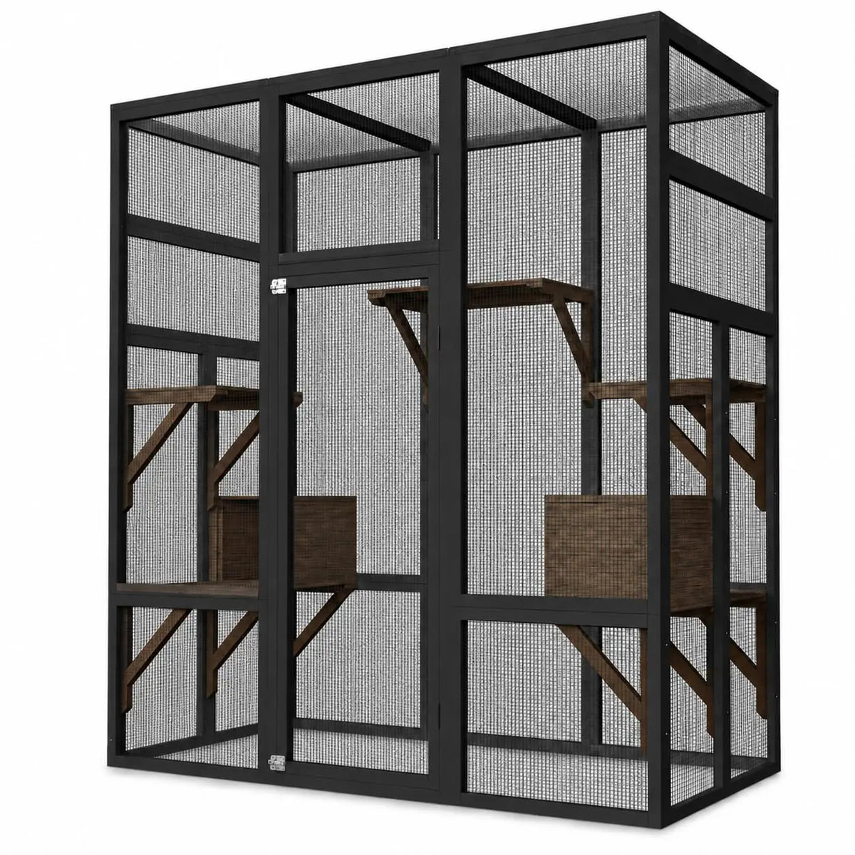 HiMISS Outdoor Wooden Cat Enclosure With Platforms And Resting Boxes