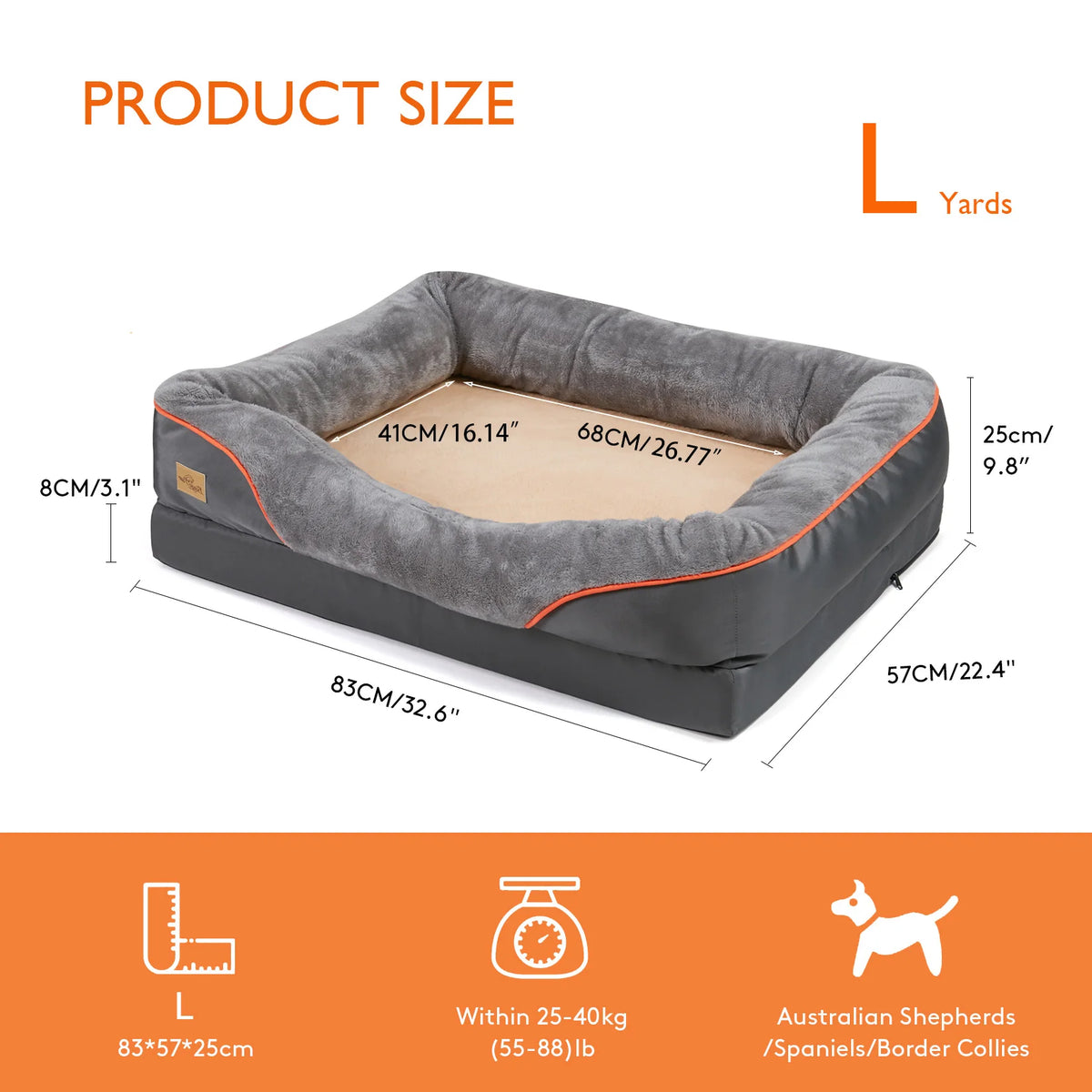 BINGOPAW Removable Washable Waterproof Dog Bed With Soft Foam Comfort