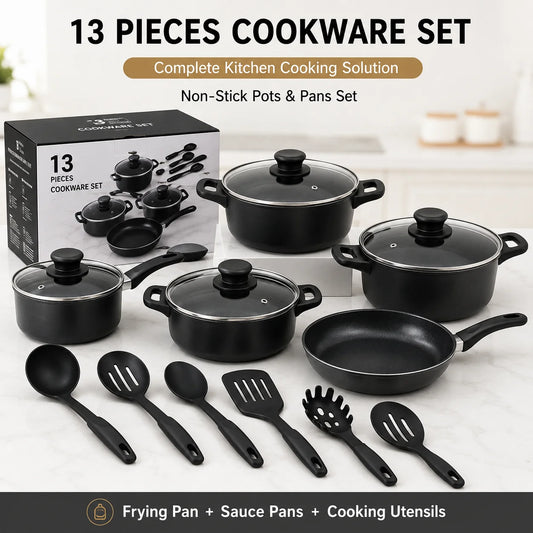 AHTOSKA Nonstick Stone Coated Cookware Set With Glass Lids