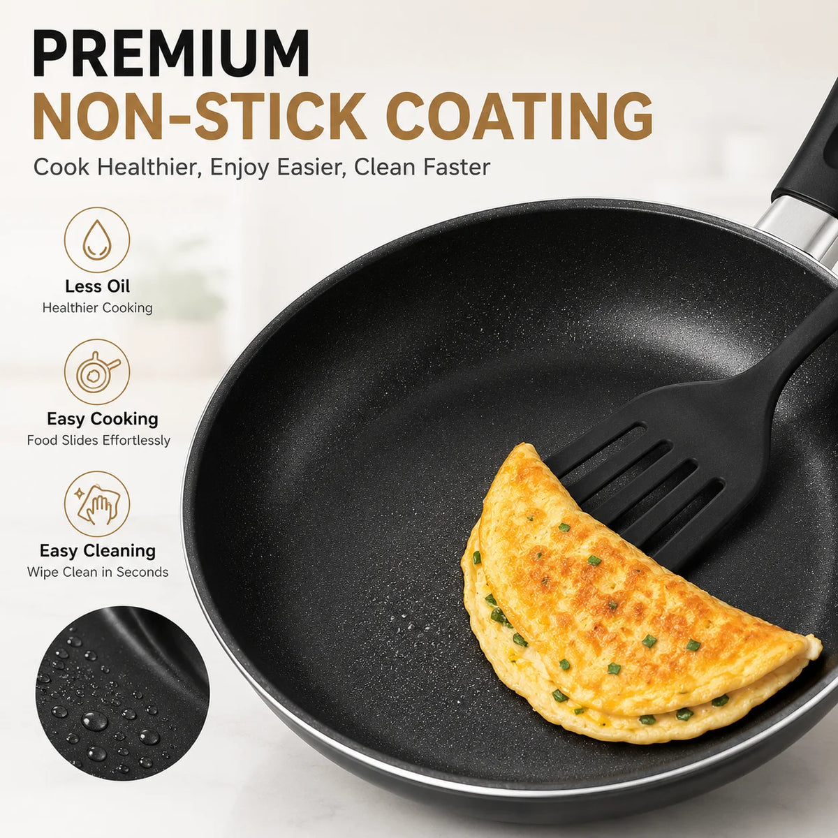 AHTOSKA Nonstick Stone Coated Cookware Set With Glass Lids