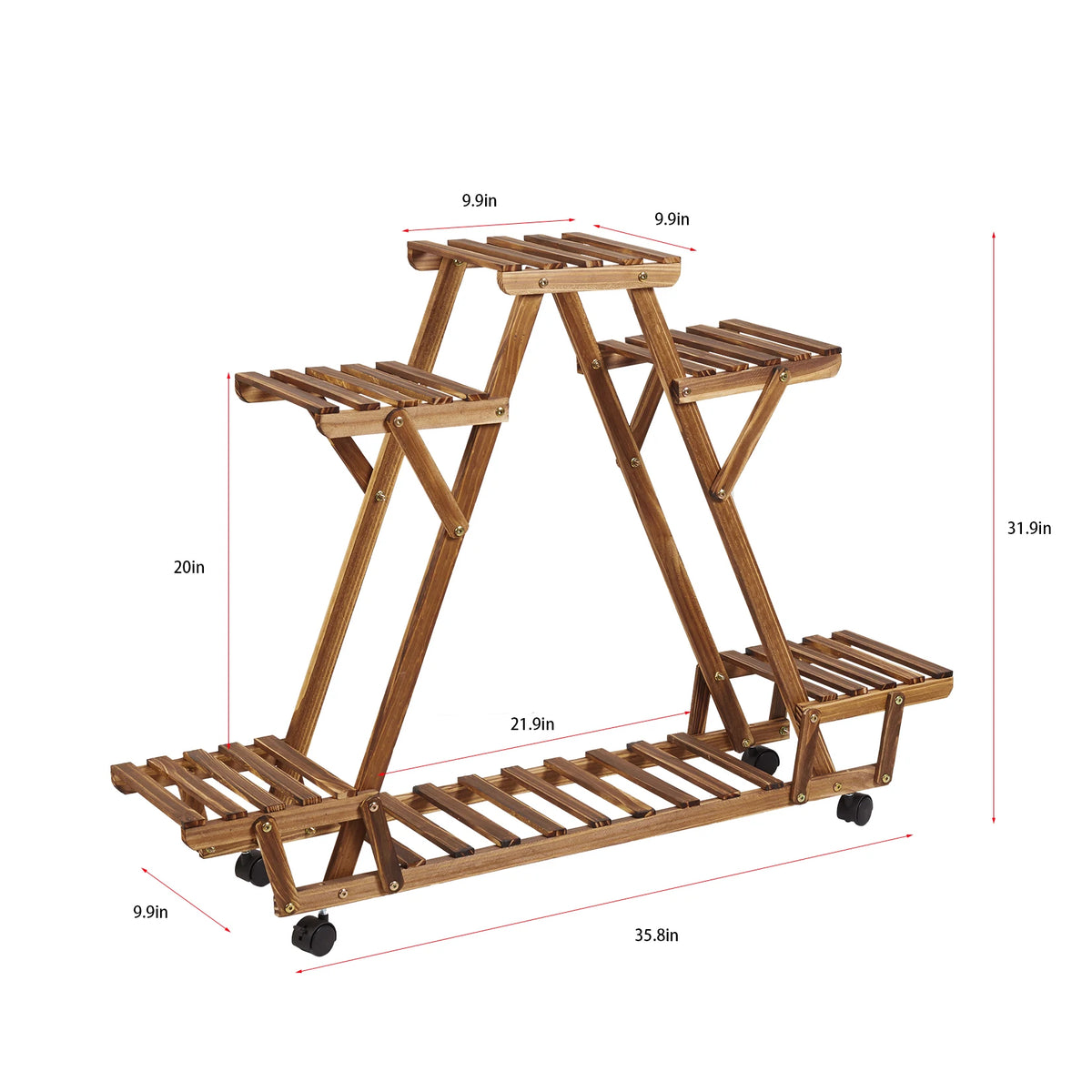 BINGOPAW Triangular Wooden Plant Stand With Multi Tier Shelves