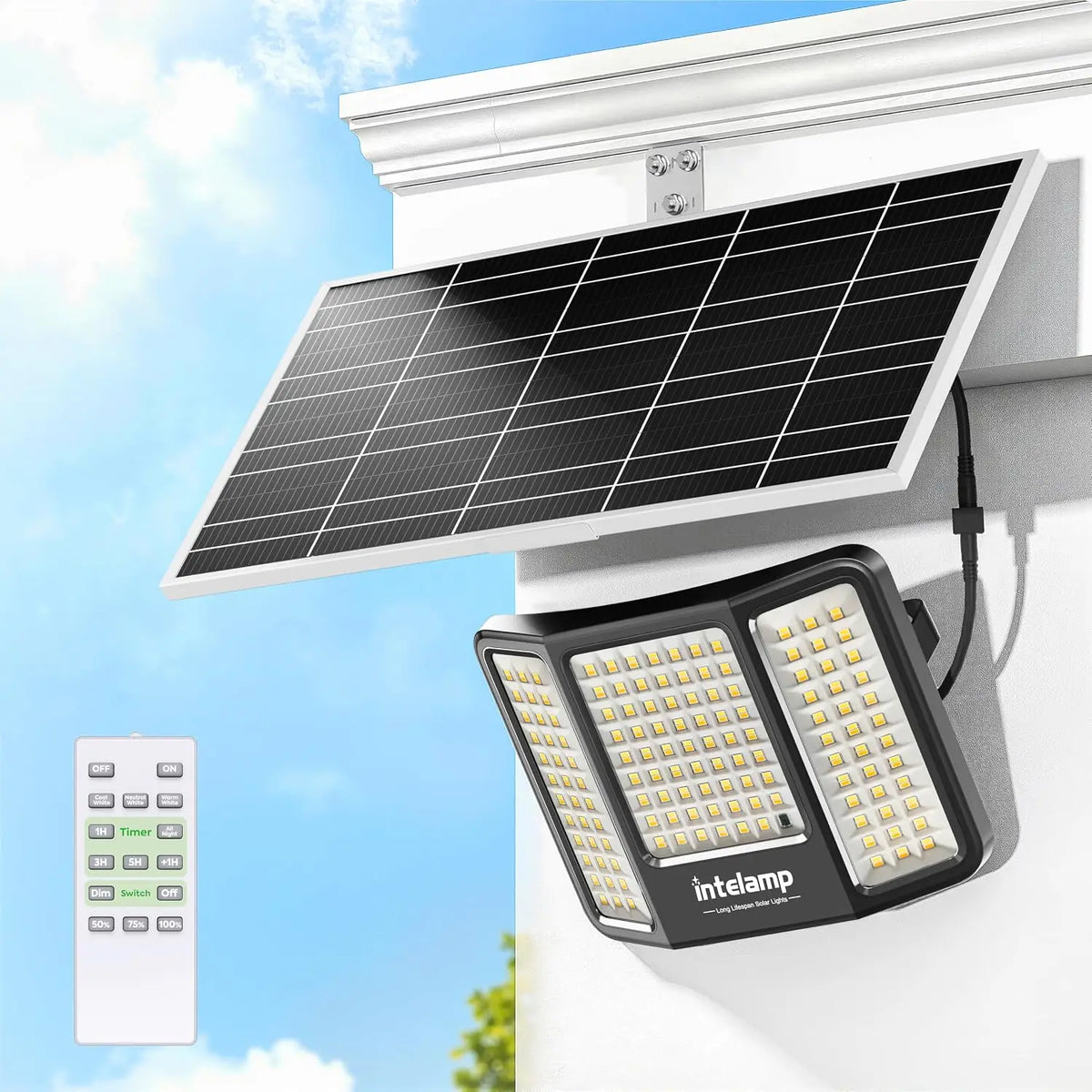 Intelamp Outdoor Solar Flood Lights With Dusk To Dawn Control
