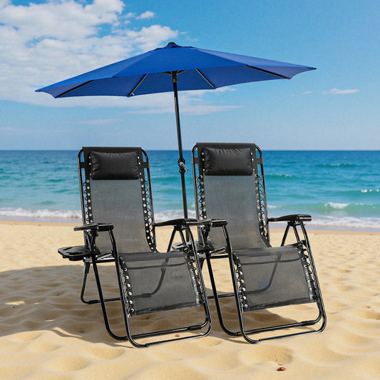JHK Zero Gravity Outdoor Recliner Lounge Chair With Cup Holder
